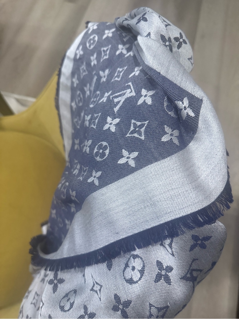 Louis Vuitton Blue and White Monogram Shawl 57x57